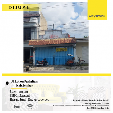 Dijual Ruko Strategis Pinggir Jalan Raya Jl.Letjen Panjaitan - JEMBER